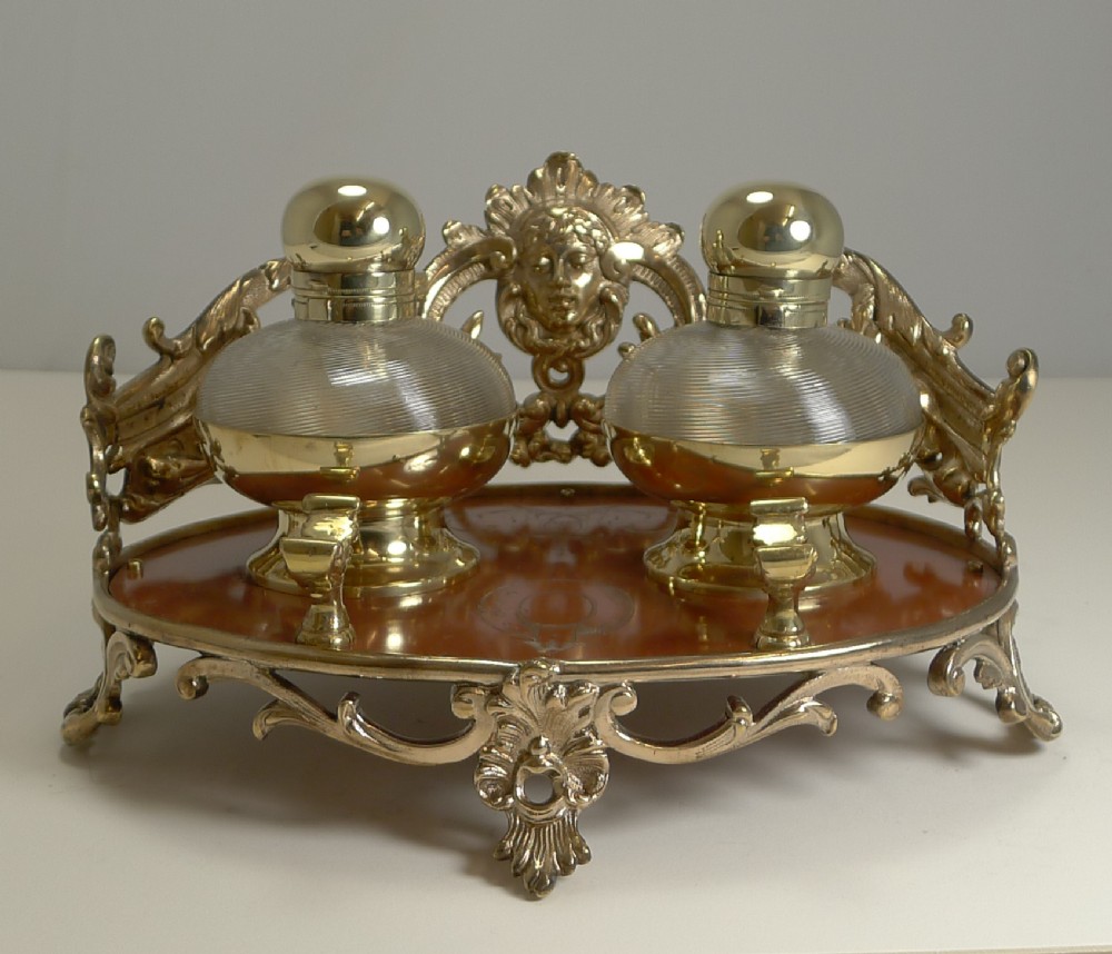 smart and unusual antique english inkstand inkwell c1870