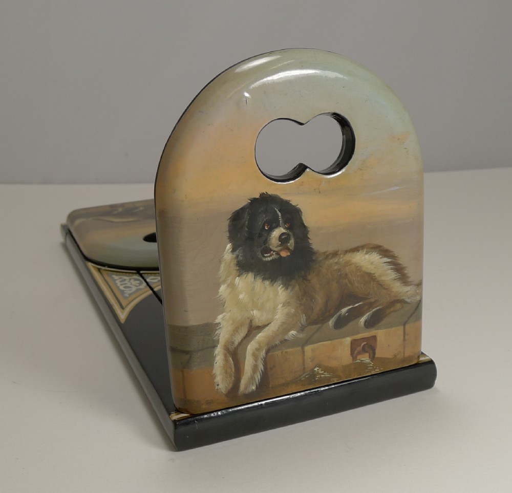 pristine hand painted book slide bookends dog after sir edwin henry landseer