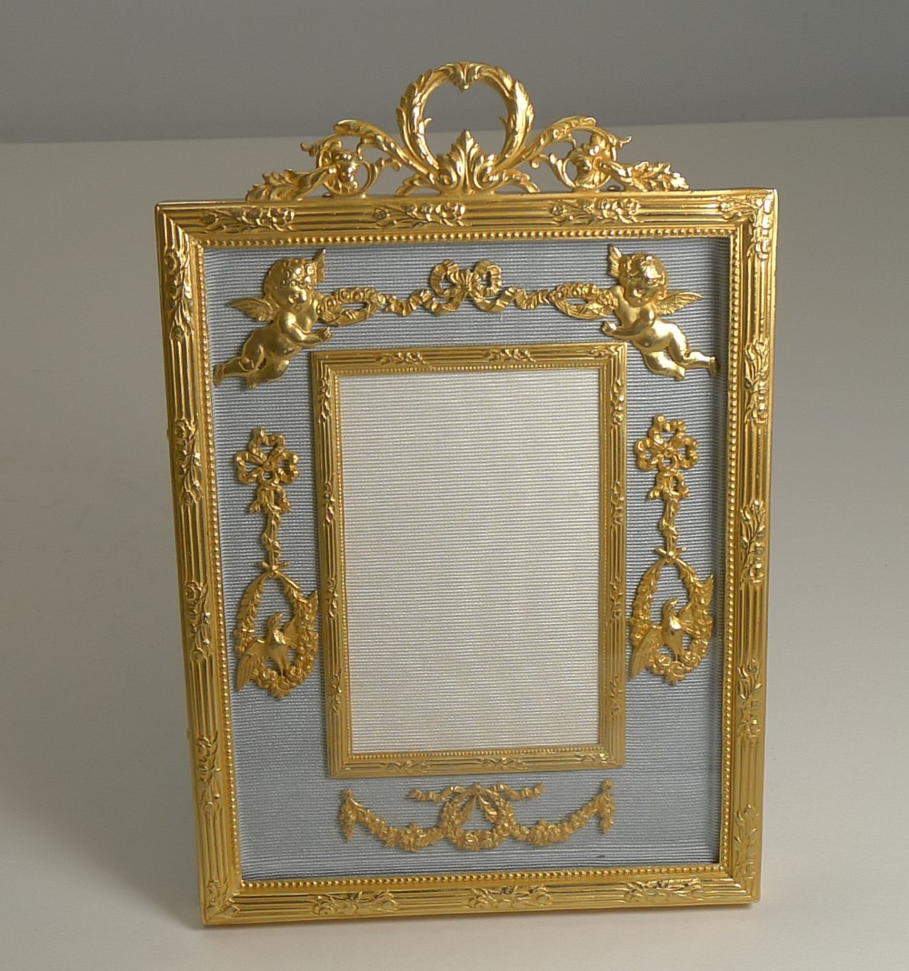 antique french gilded bronze photograph picture frame c1900 cherubs