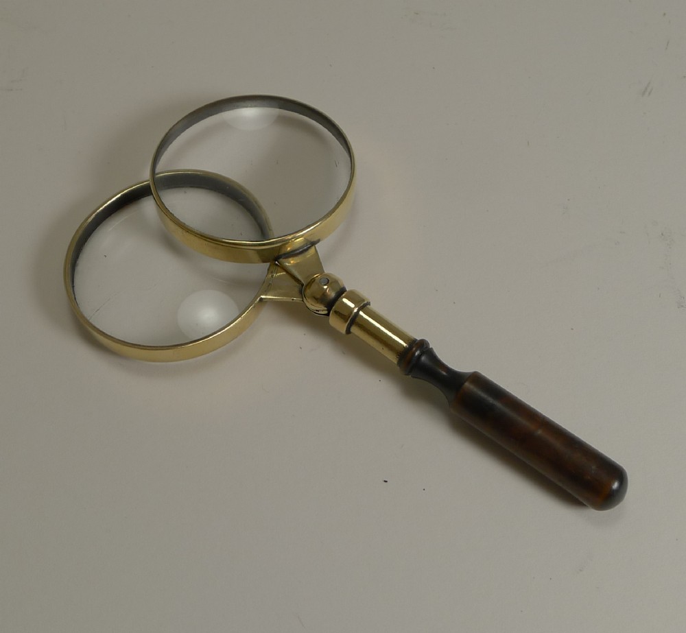 unusual antique english double lens magnifying glass c1890