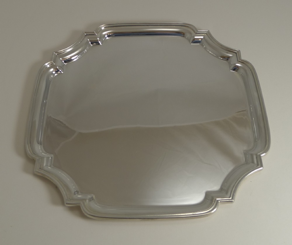 smart vintage english silver plated cocktail drinks tray c1920