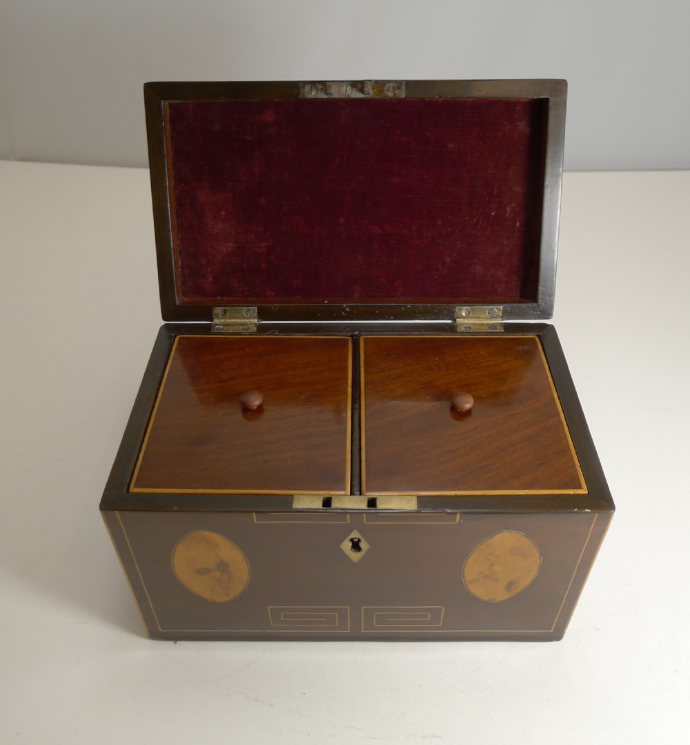 george iii english inlaid mahogany tea caddy c1820