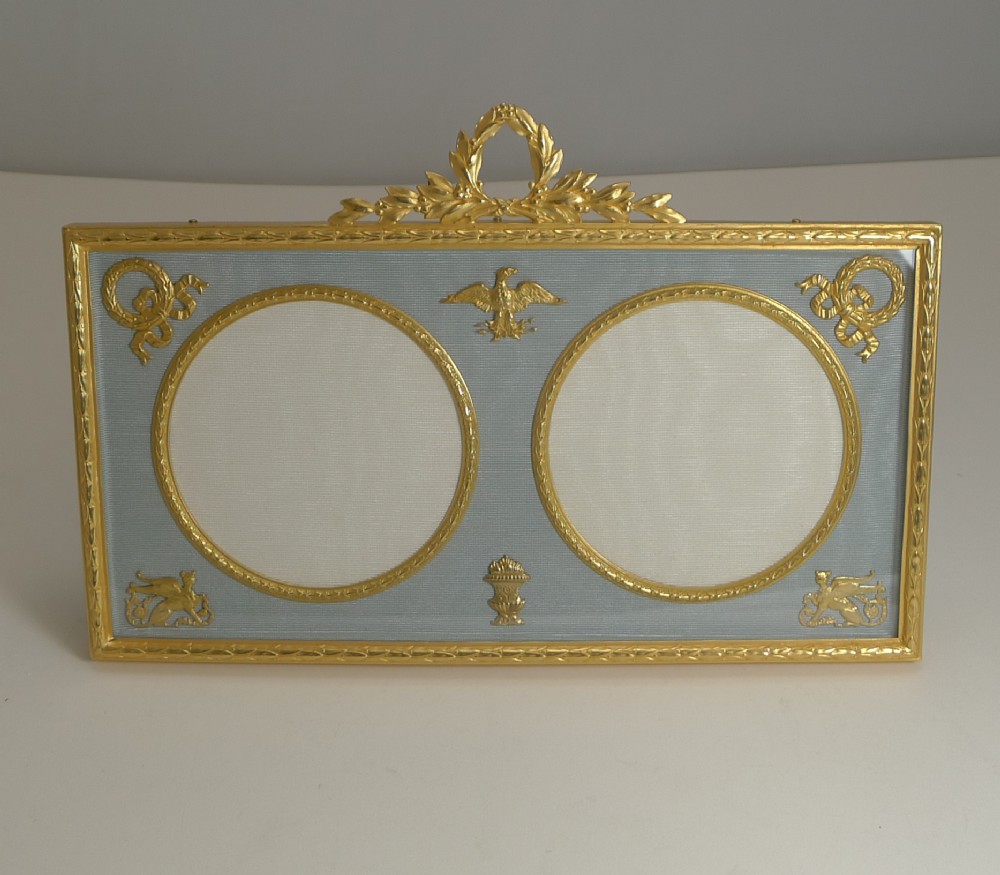 antique french gilded bronze double photograph picture frame c1900