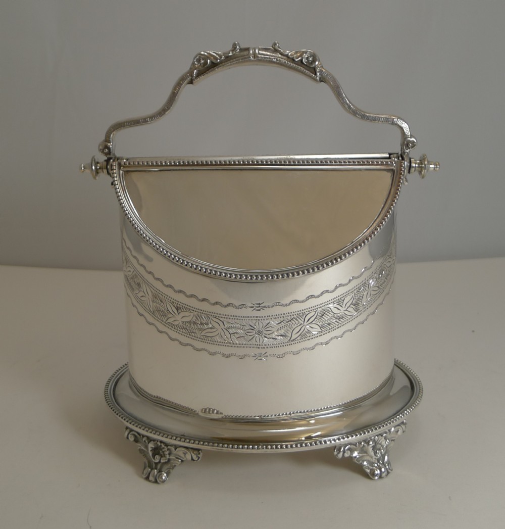 antique english automated biscuit box in silver plate c1890