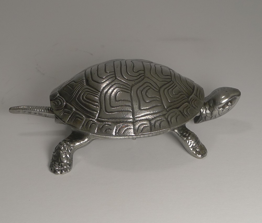 handsome german figural mechanical desk counter bell tortoise