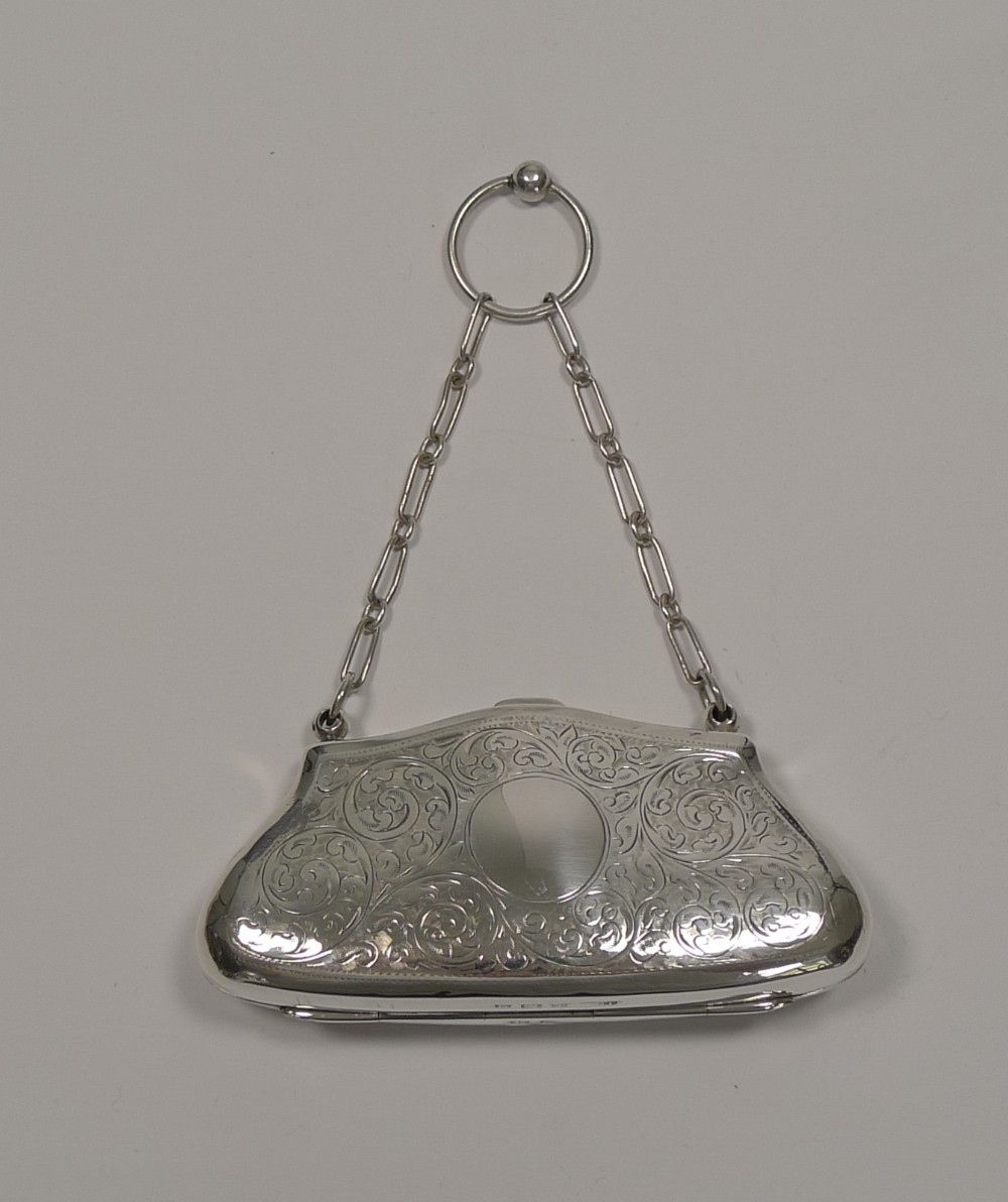 antique english sterling silver coin purse 1913