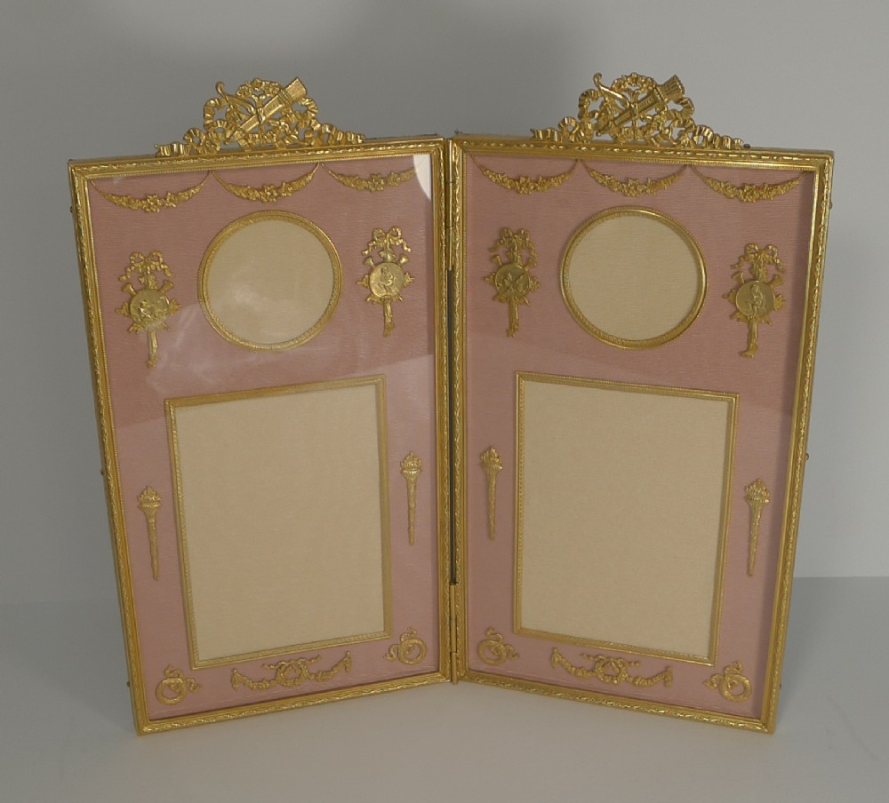antique french gilded bronze photograph picture frame c1900 cherubs