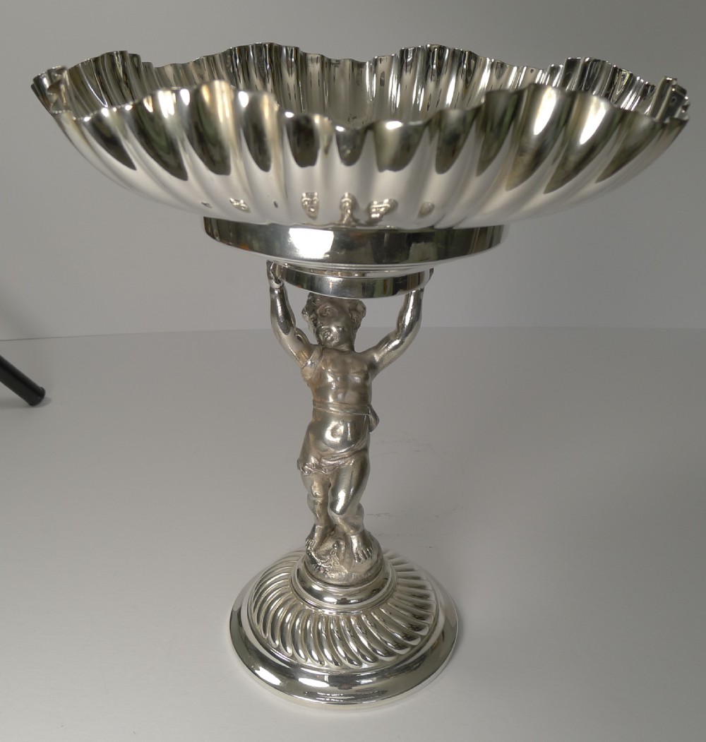 antique wmf silver plated comport tazza cherub c1910