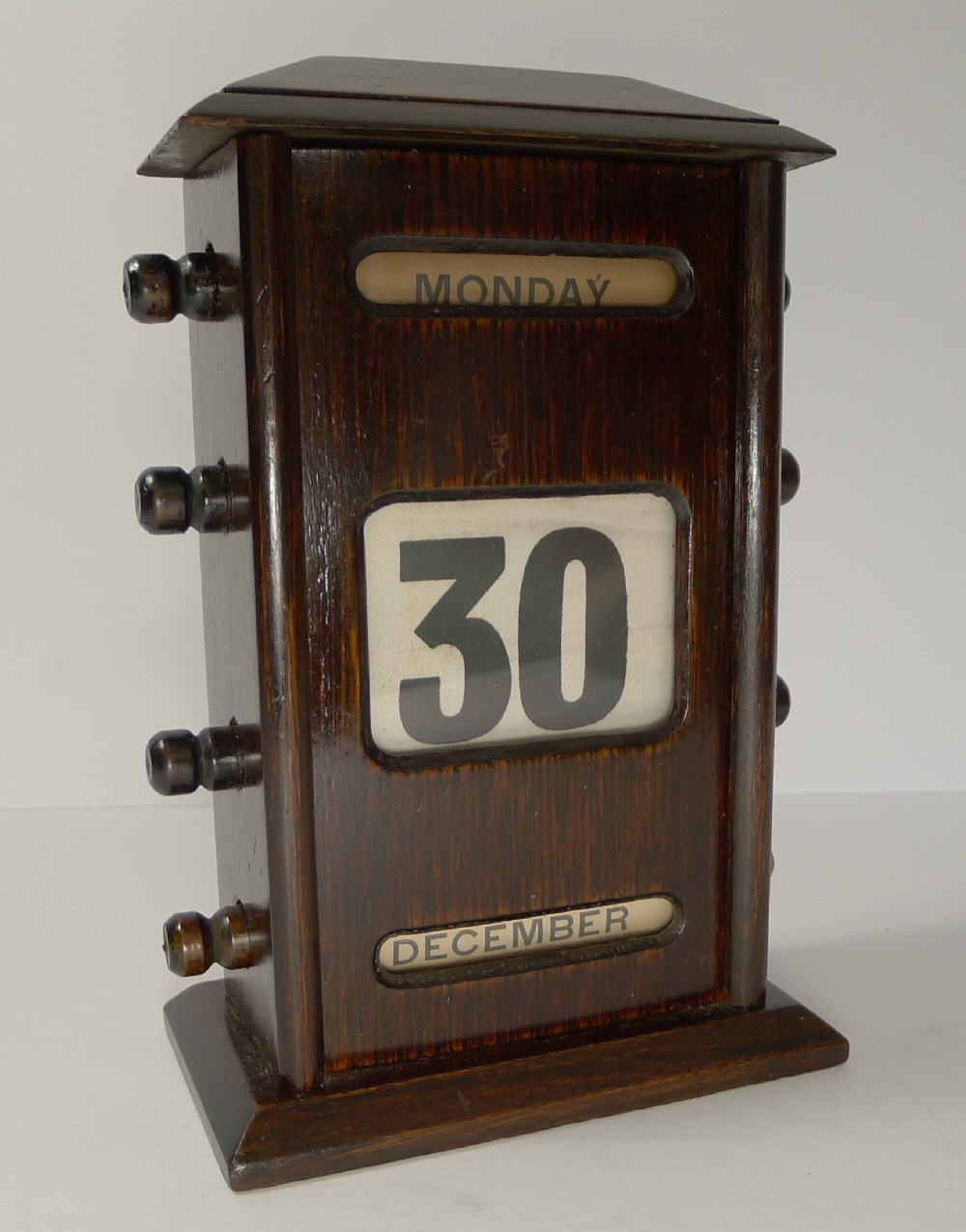 antique english oak perpetual calendar c1900