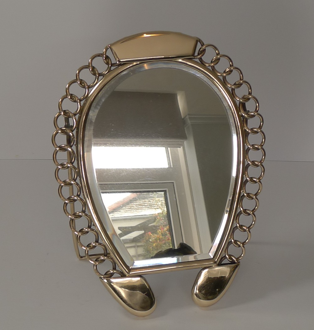 large victorian polished brass horseshoe table mirror c1880