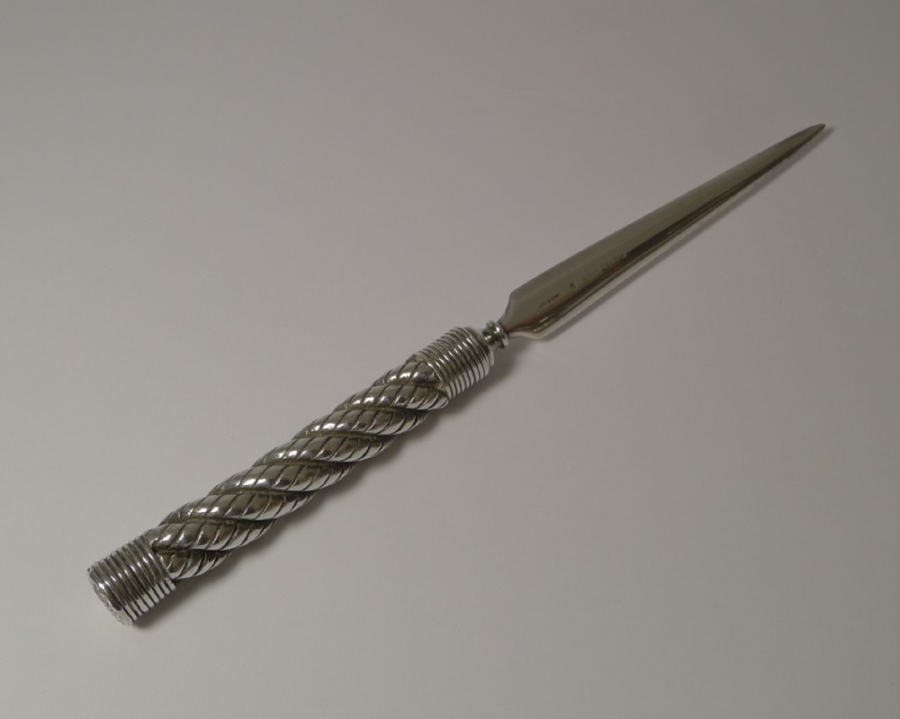 hermes cordage letter opener in silver plate c1960's