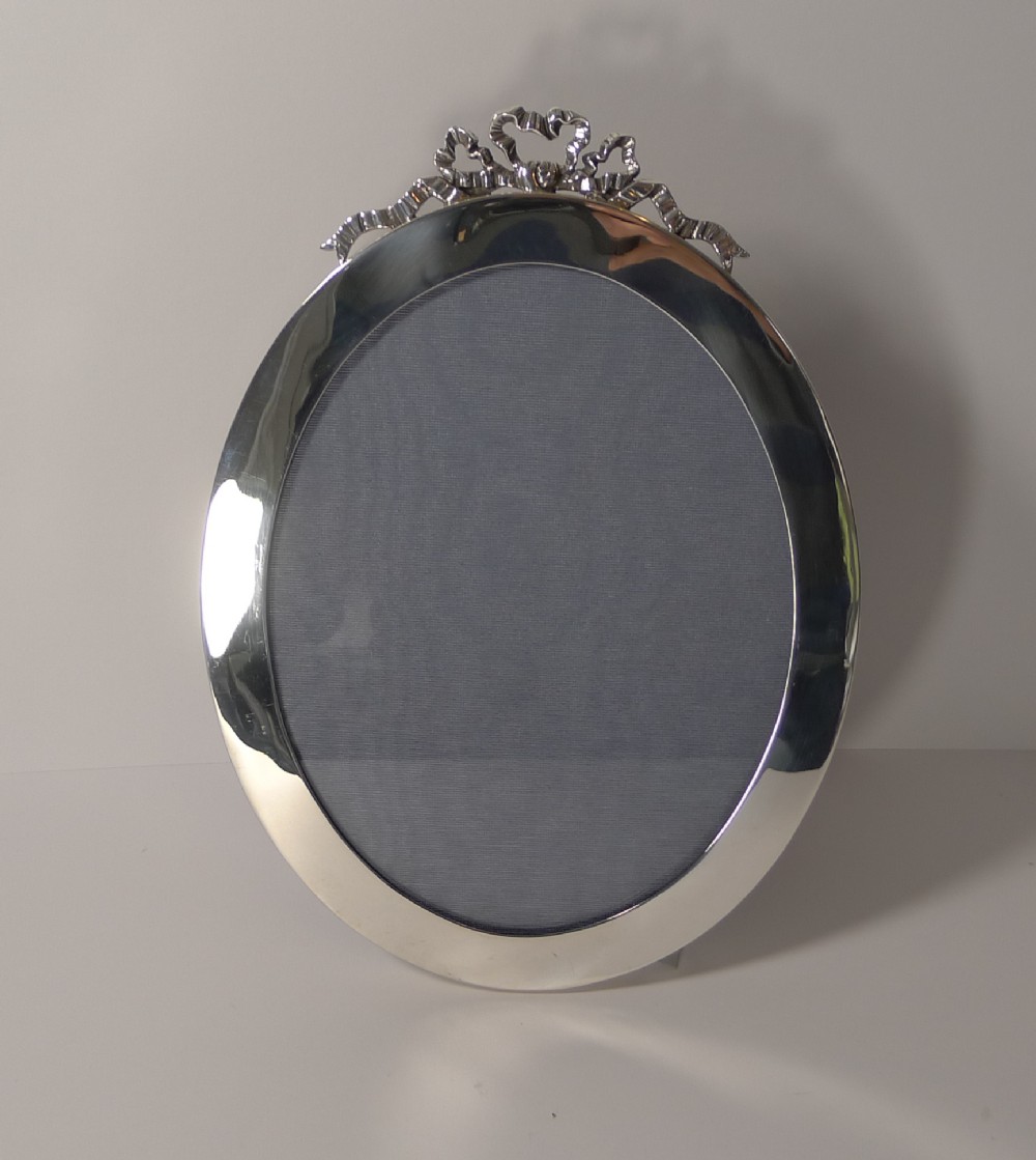 large antique english silver oval photograph frame by j c vickery