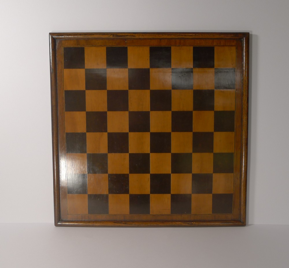 large antique english wooden chess games board c1900