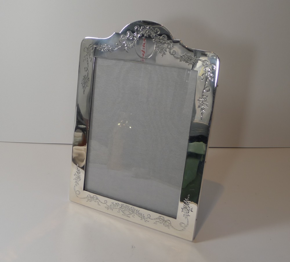 Outstanding Large Engraved Sterling Silver Photograph Frame 1908