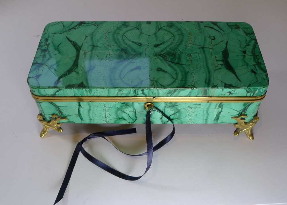 fine antique french malachite and bronze jewellery box c1890
