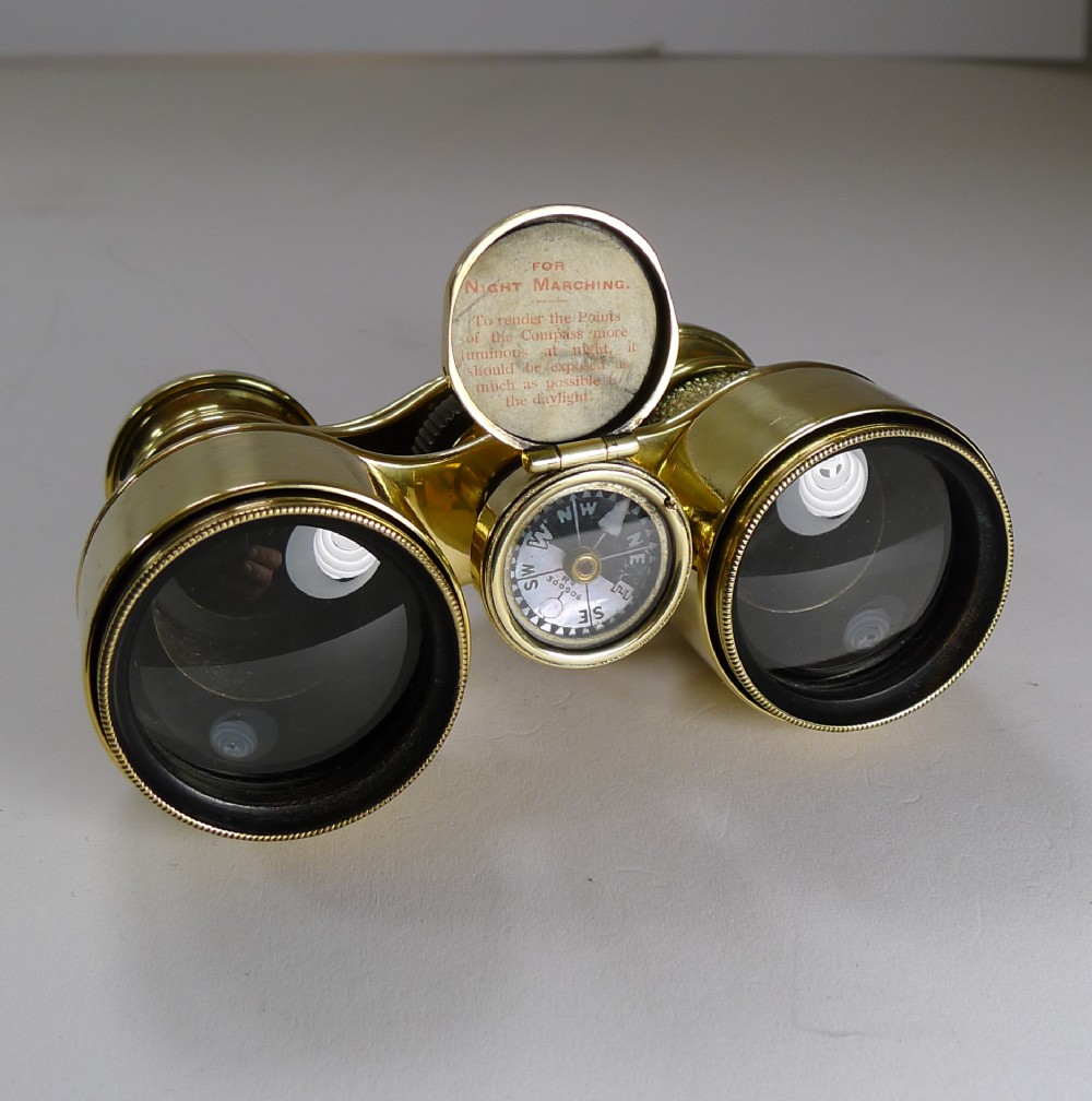 antique english field glasses binoculars by lawrence and mayo with compass