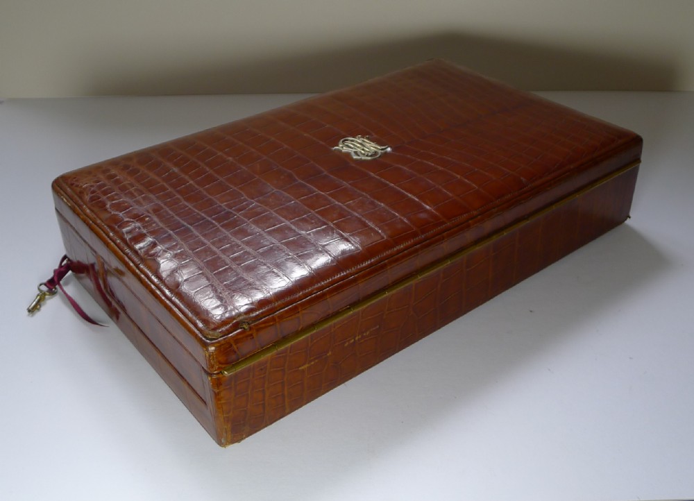 Vintage Crocodile Leather Hornback Suitcase, Storage Case