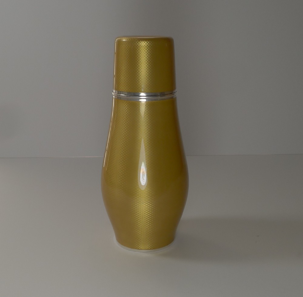 important sterling silver guilloche enamel cocktail shaker by david andersen norway