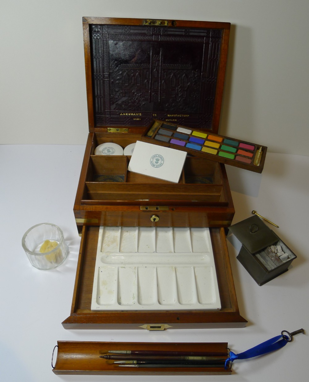 antique english artist's watercolour box j newman's c1830