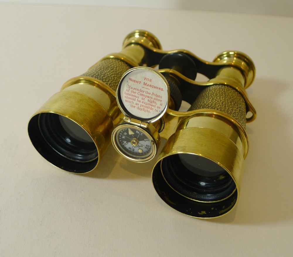 antique english field glasses binoculars by lawrence and mayo with compass