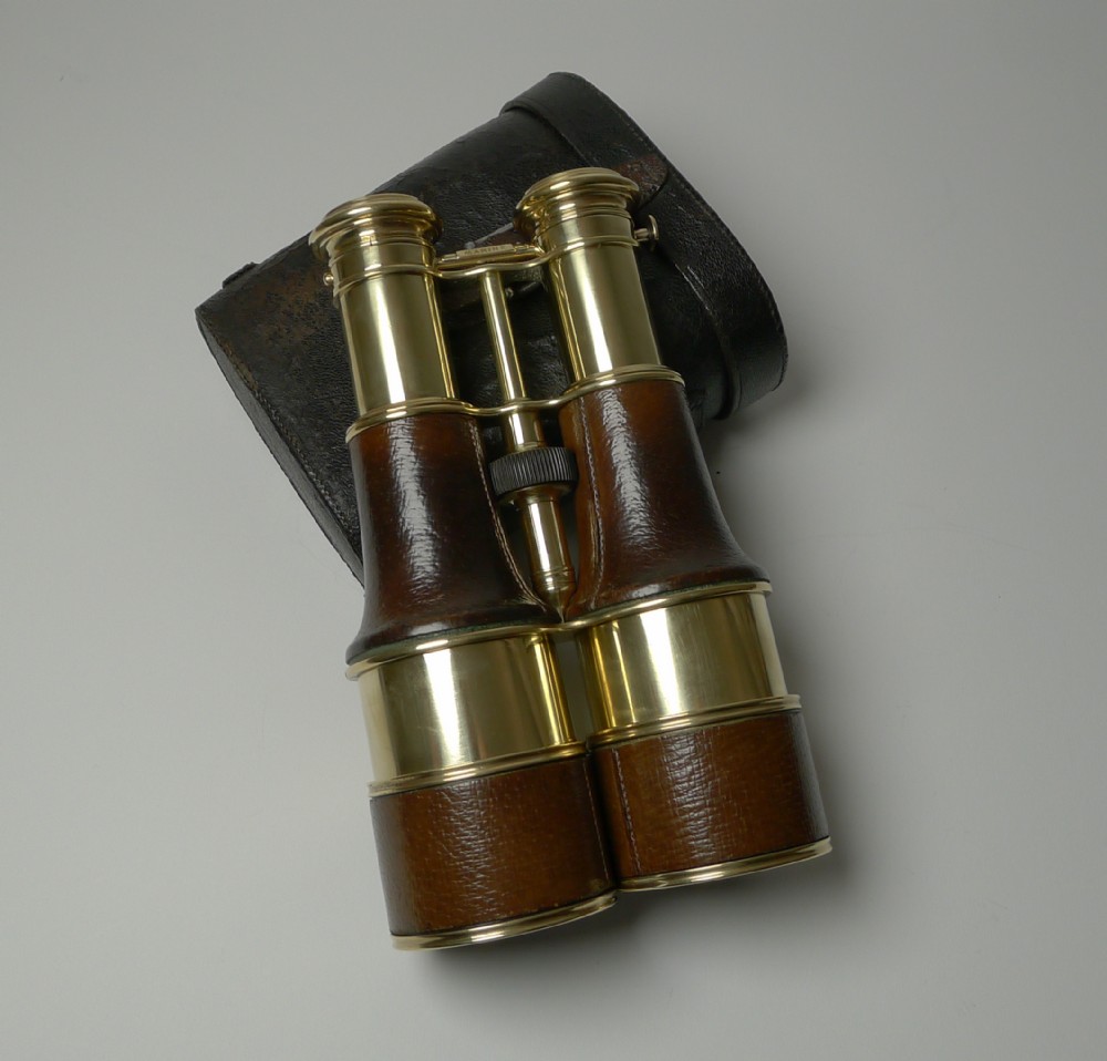 antique english triple optic binoculars marine theatre field c1900