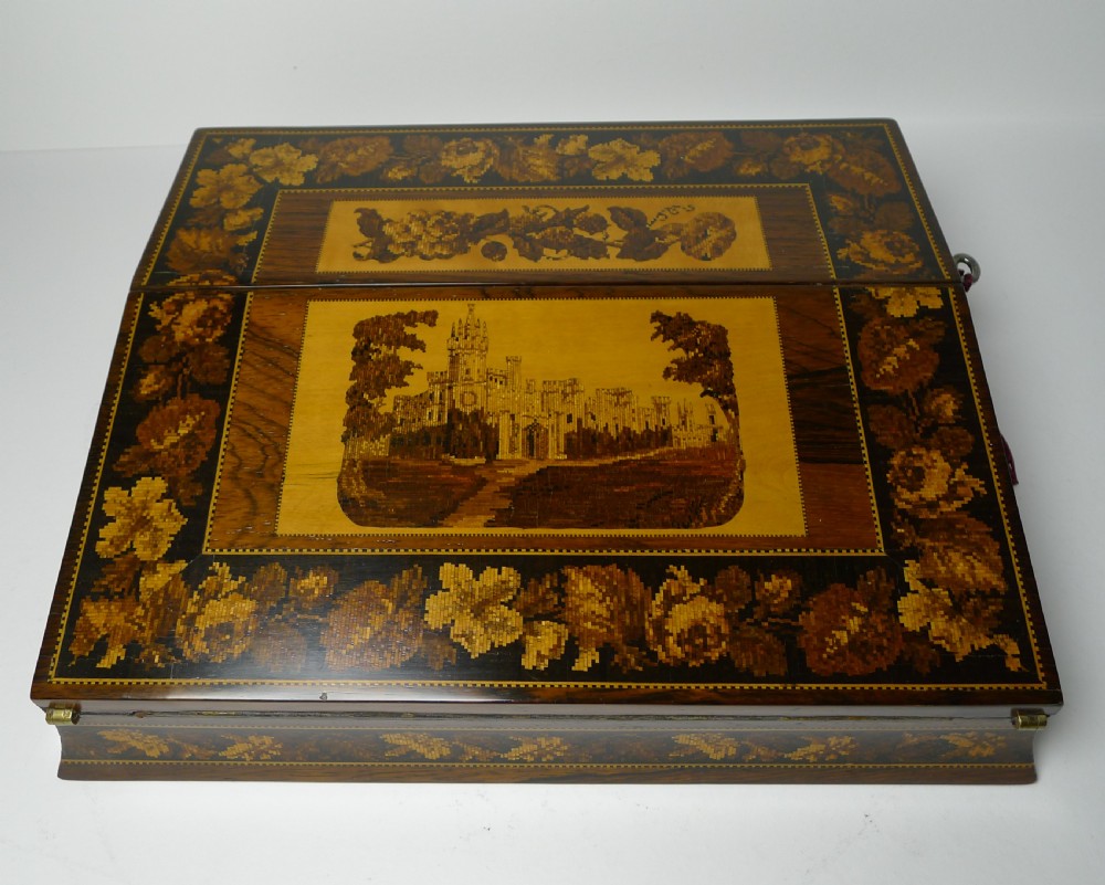 fine tunbridge ware writing box lap desk eridge castle c1870