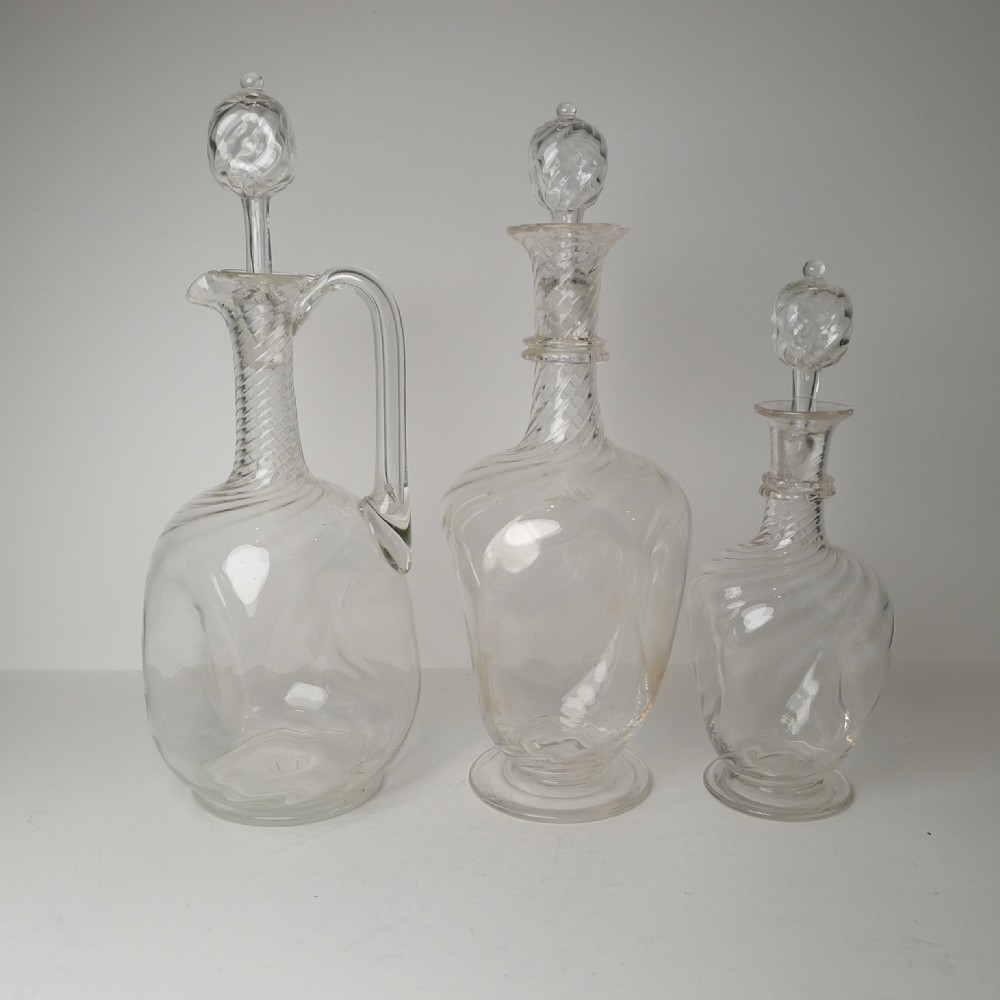 set three venetian glass decanters claret jug c1950