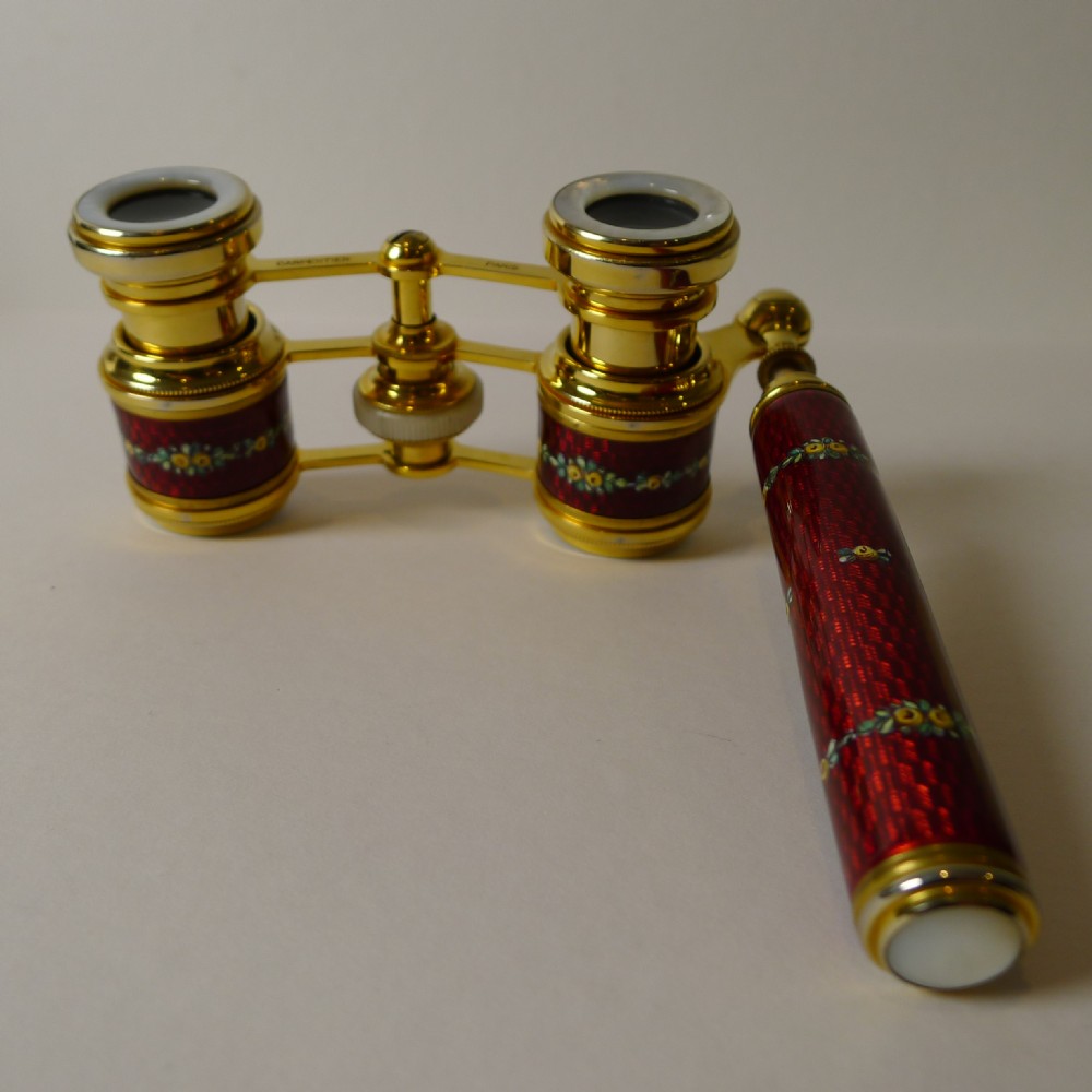 stunning handpainted guilloche enamel opera glasses c1920