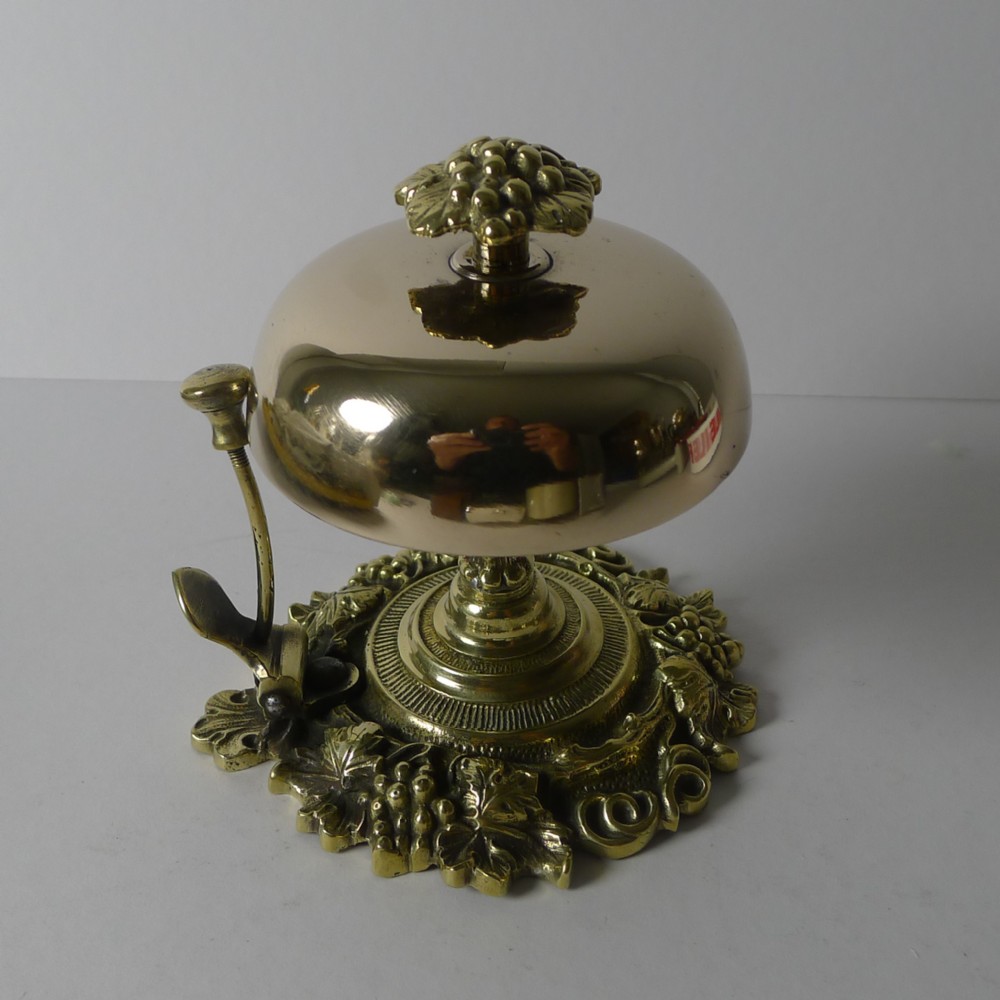antique english polished brass counter desk bell c1890