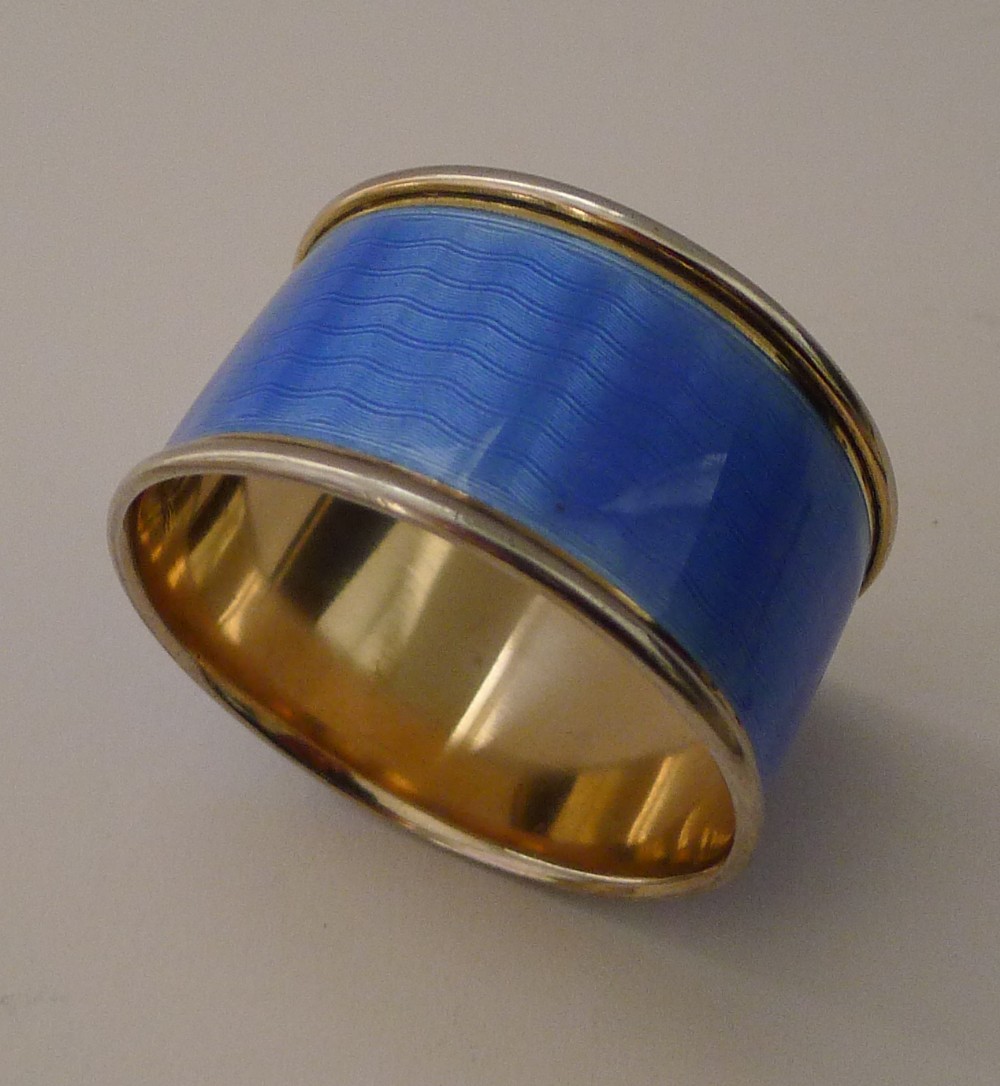 david andersen silver gilt guilloche enamel napkin ring c1920
