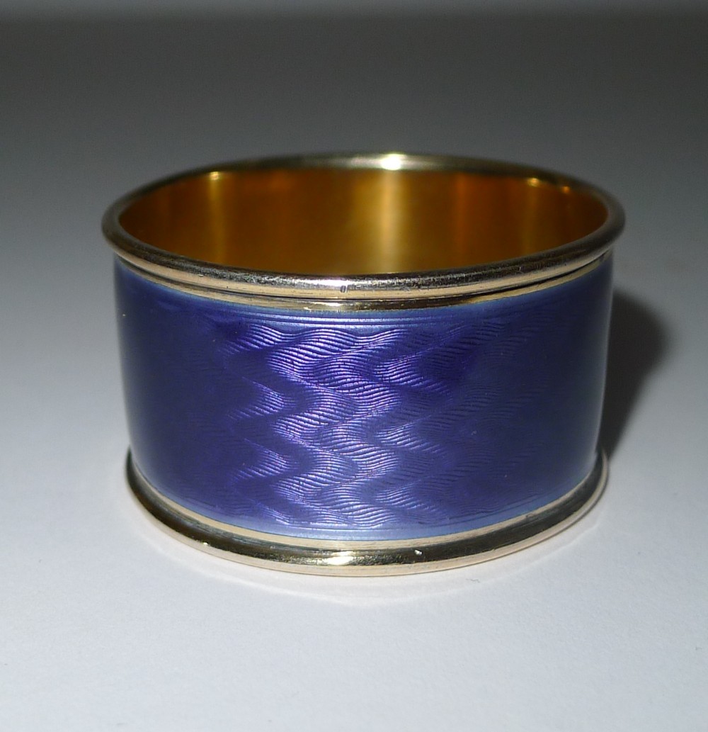david andersen silver gilt guilloche enamel napkin ring c1920