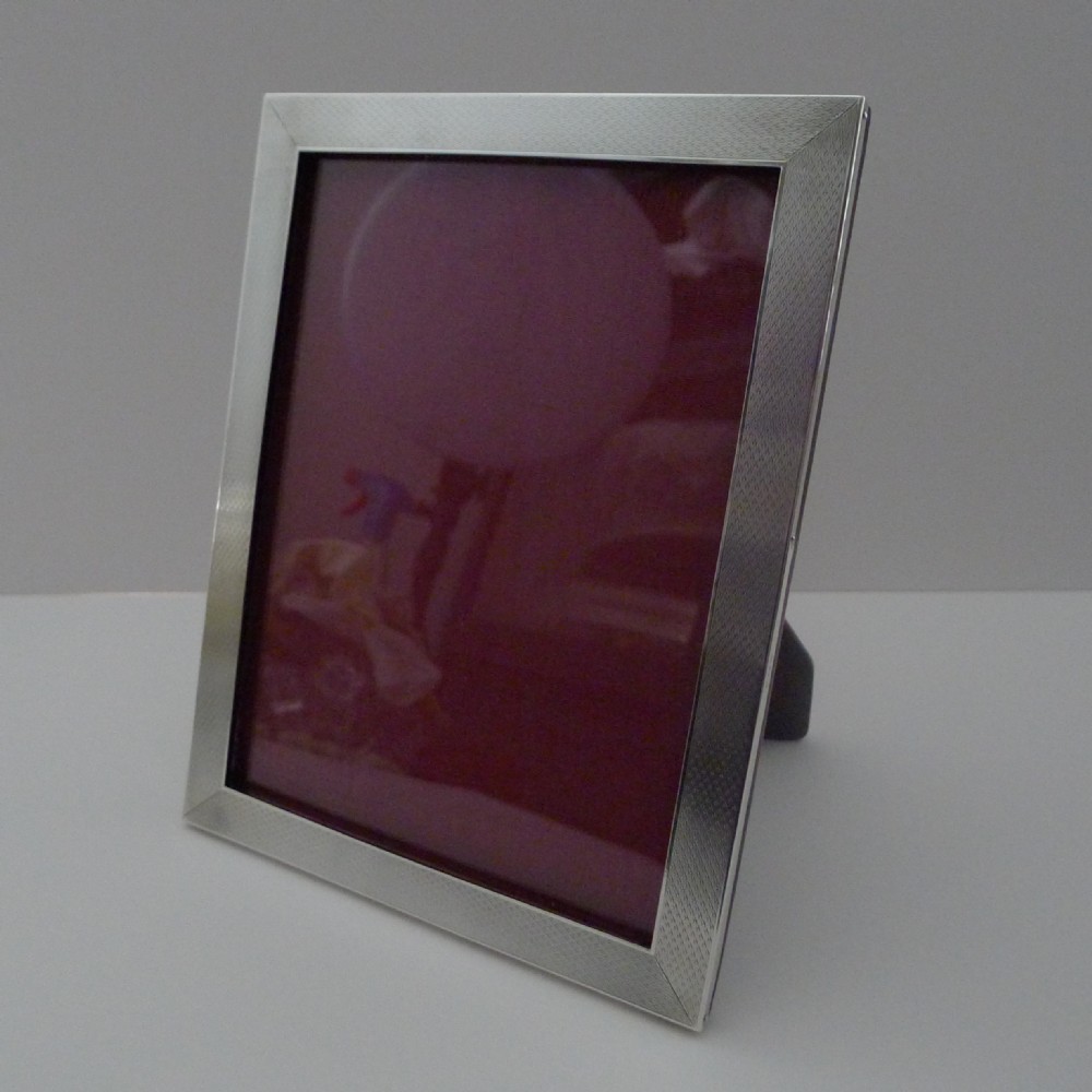 large twoway engine turned sterling silver picture frame
