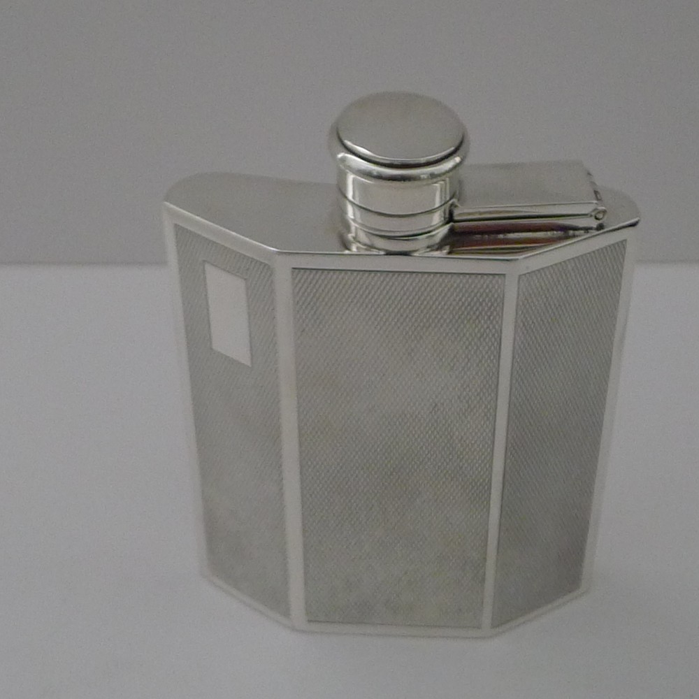 smart midcentury modern solid silver hip flask