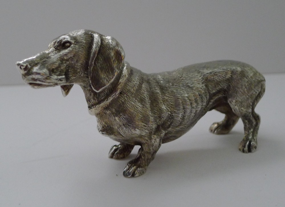vintage solid silver dachshund by smd castings