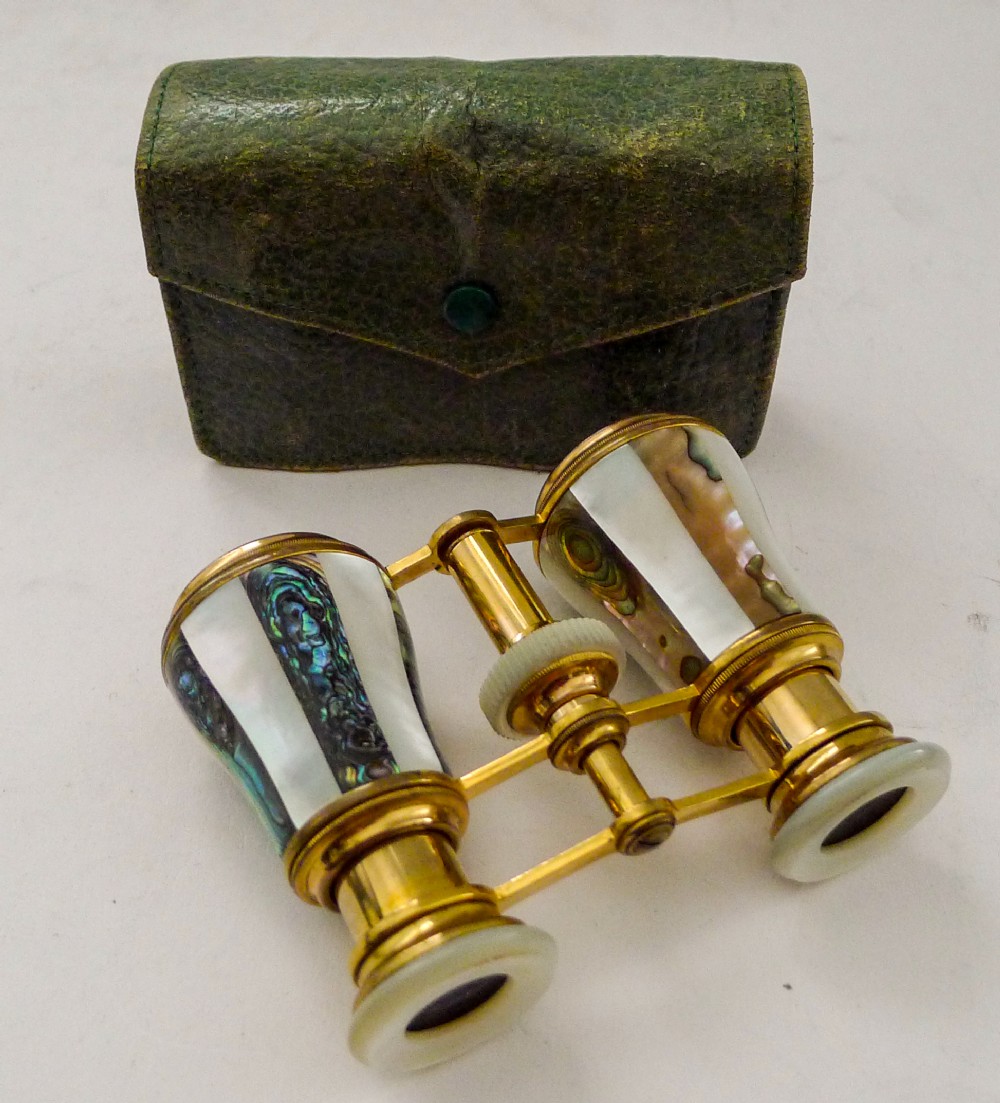 fine pair french abalone mother of pearl opera glasses