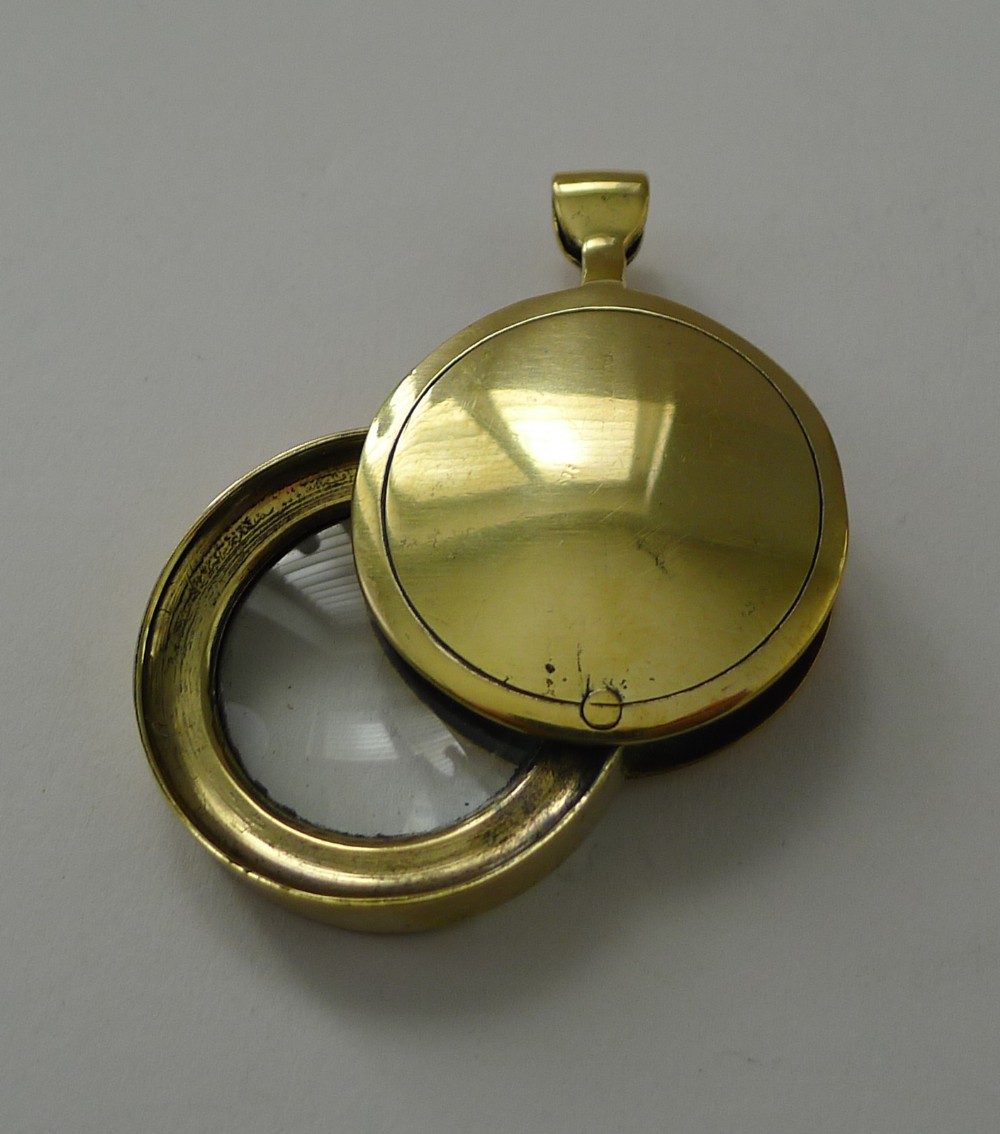 antique english folding brass compass c1910