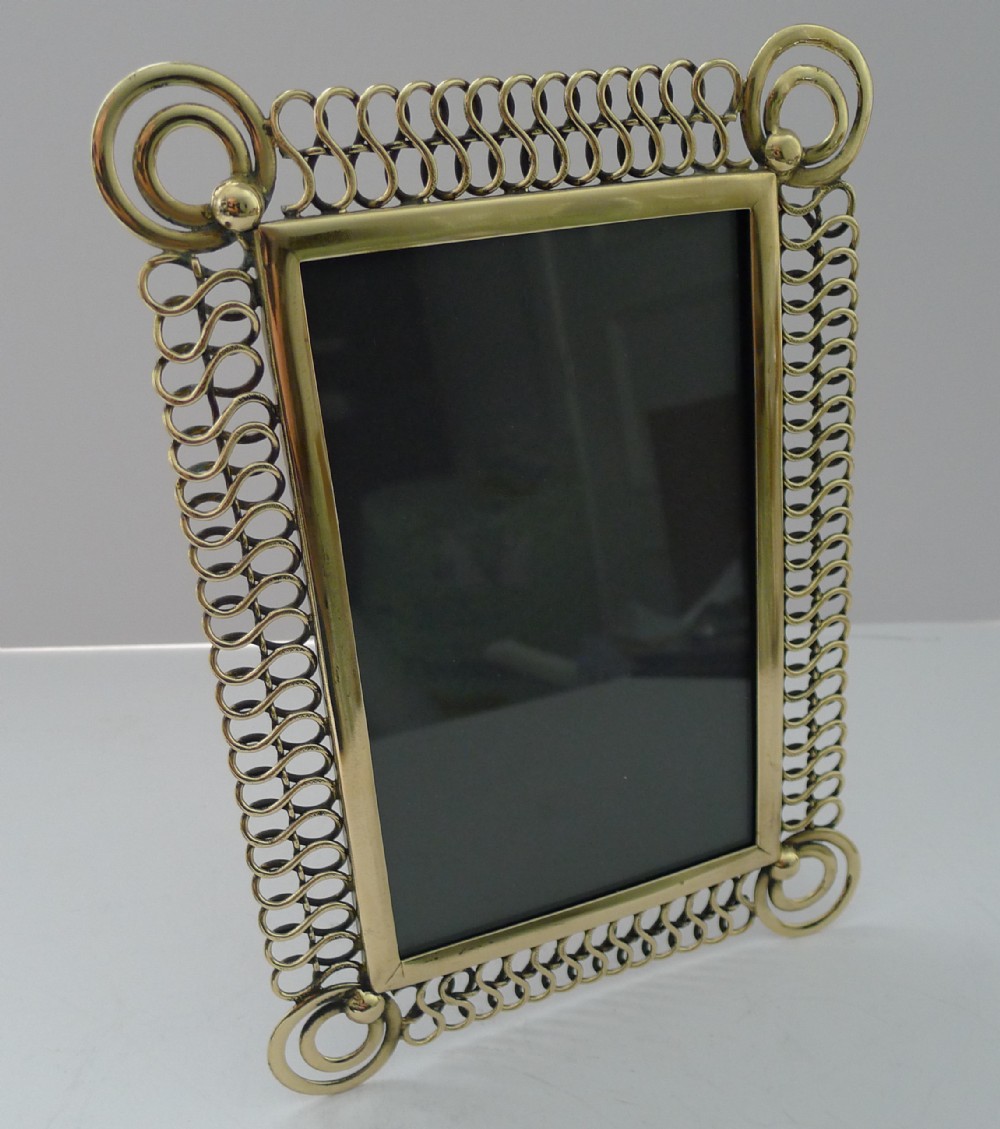 stunning antique english brass ring picture frame c1890