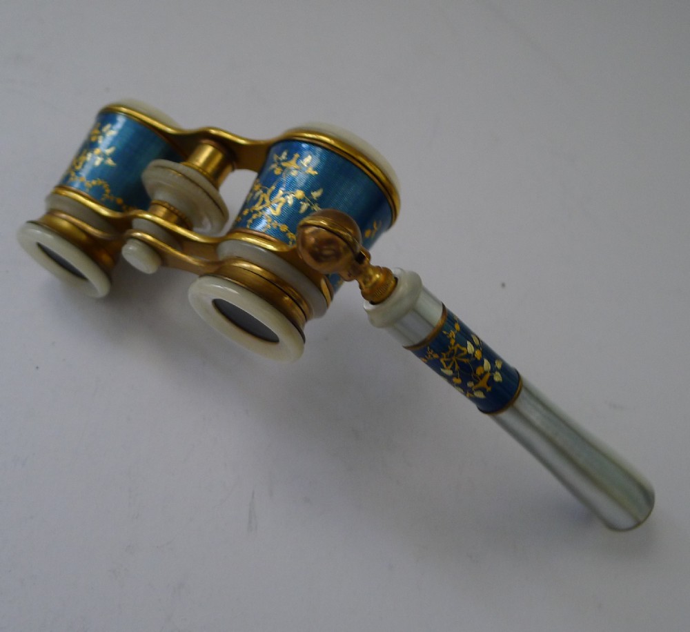 exquisite pair french enamel opera glasses c1920