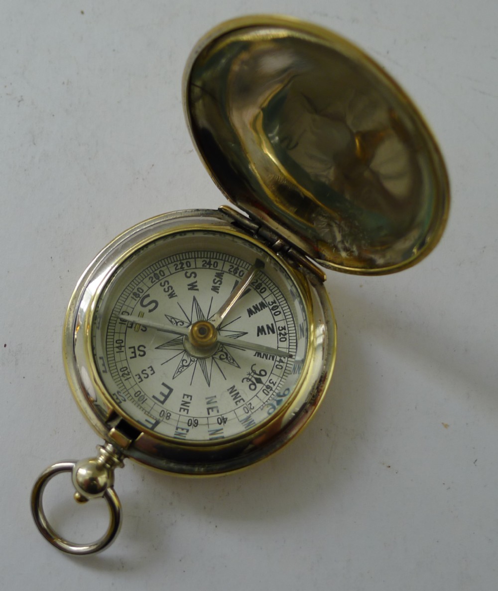 antique english brass cased compass c1900