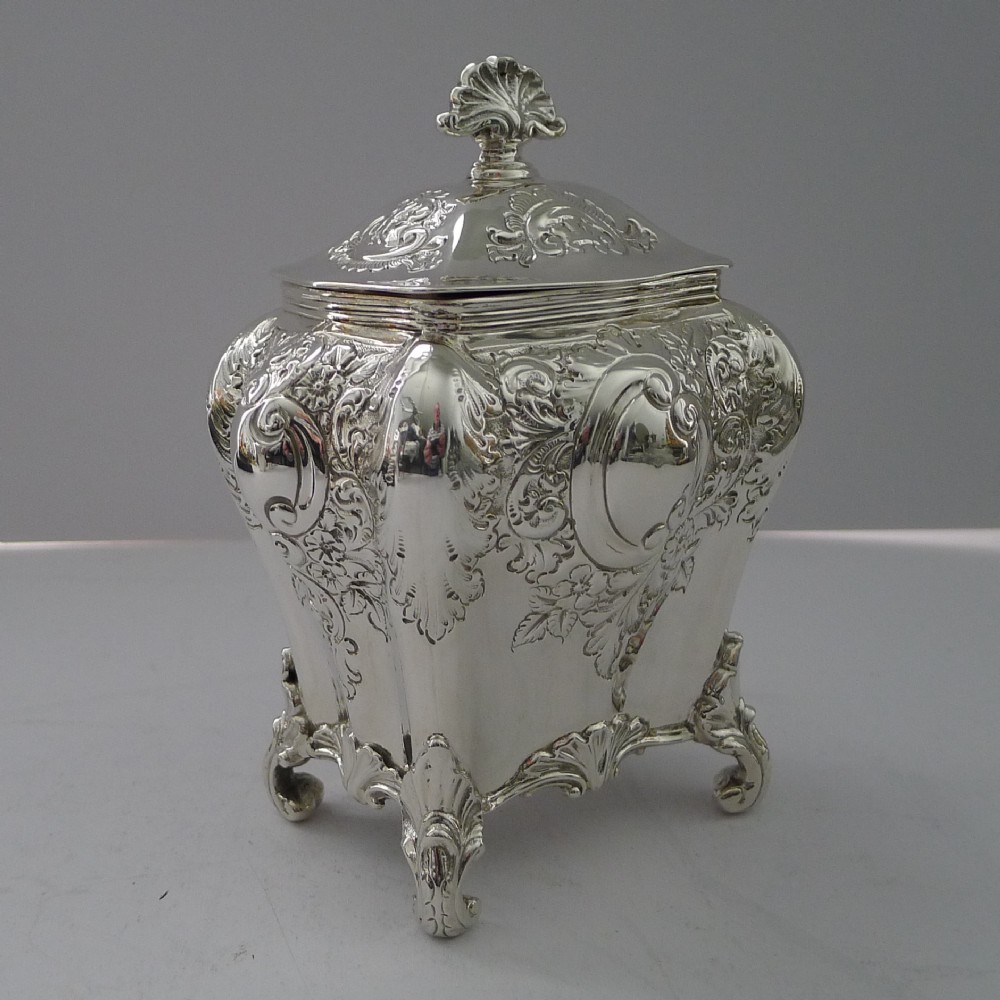 fine victorian english solid sterling silver tea caddy 1896