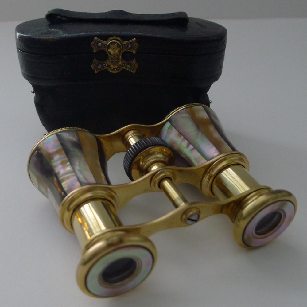 fine pair french abalone mother of pearl opera glasses