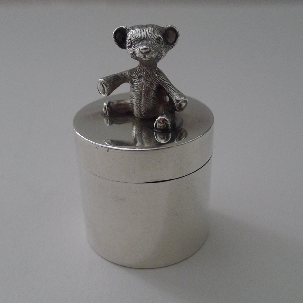 vintage solid sterling silver box by sarah jones teddy bear