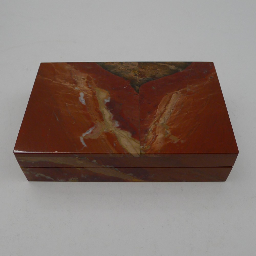 smart italian red jasper stone box c1950