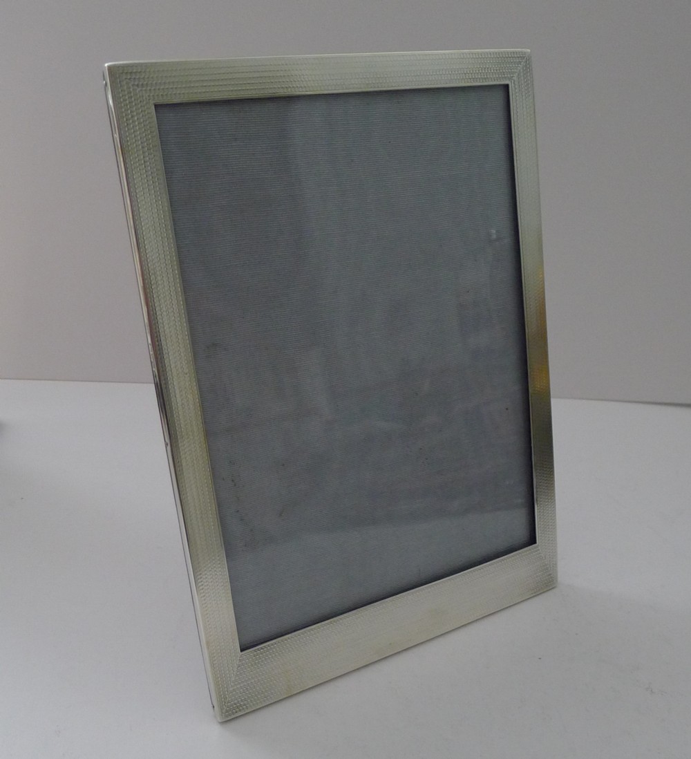large english silver engineturned photograph frame