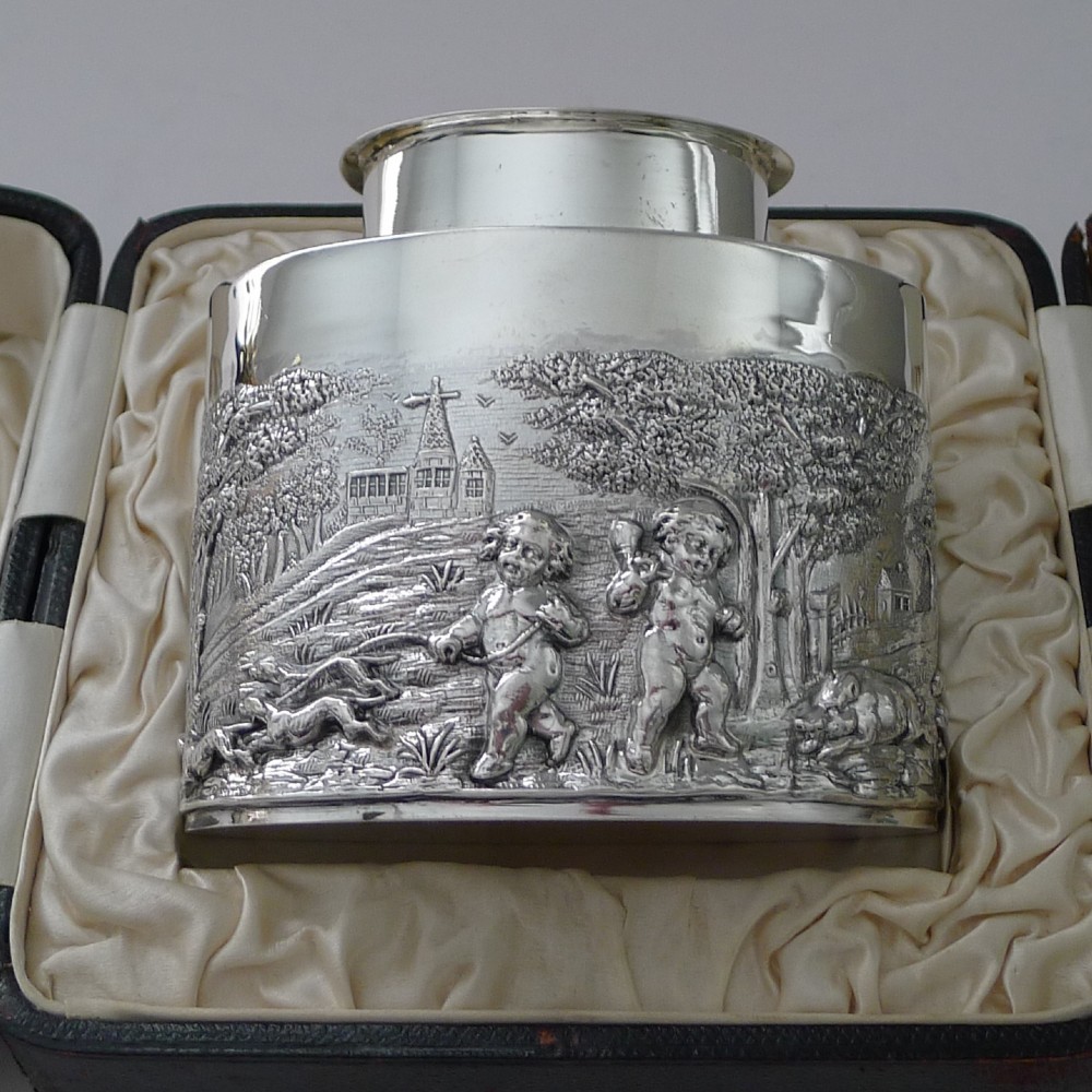 magnificent antique silver tea caddy by william hutton sons ltd 1905