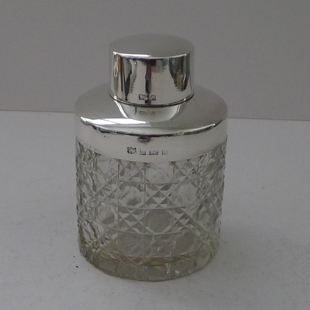 handsome cut crystal and sterling silver tea caddy