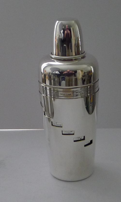 italian silver plated dialadrink recipe cocktail shaker c1940