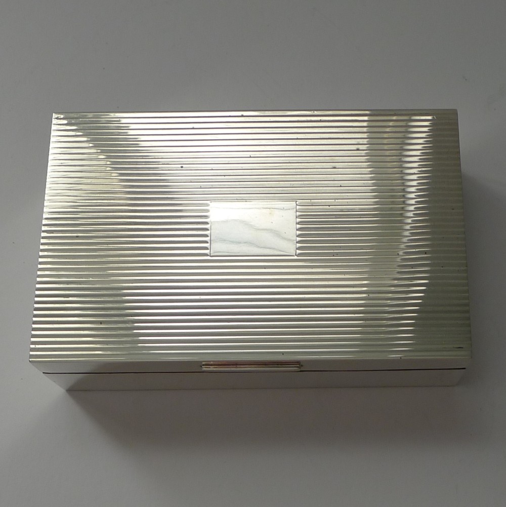 vintage english sterling silver cigarette box by goldsmiths and silversmiths co 1952