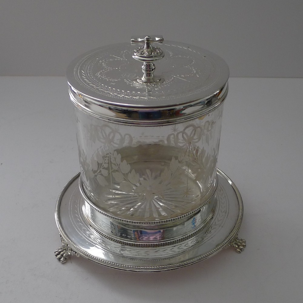 fine antique english biscuit box by mappin webb c1900